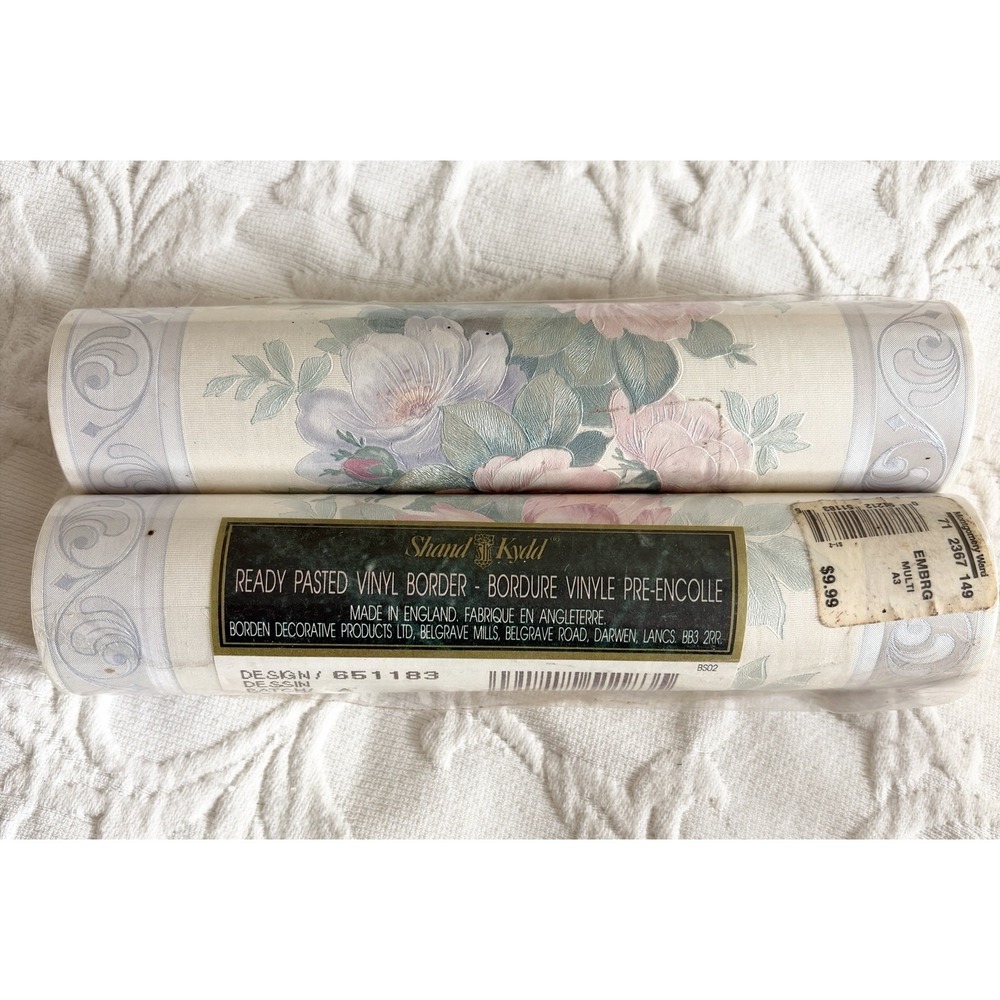 Vtg‎ Lot 2 Shand Kydd Floral Wallpaper Border Cottagecore 651183 80s Grandma NOS